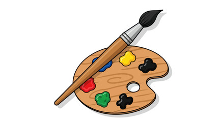 Artists Palette with Paintbrush and Colorful Paints.