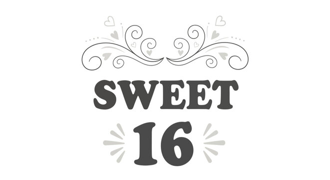 Sweet 16 Elegant Typography Design for Birthday Invitations and Decorations