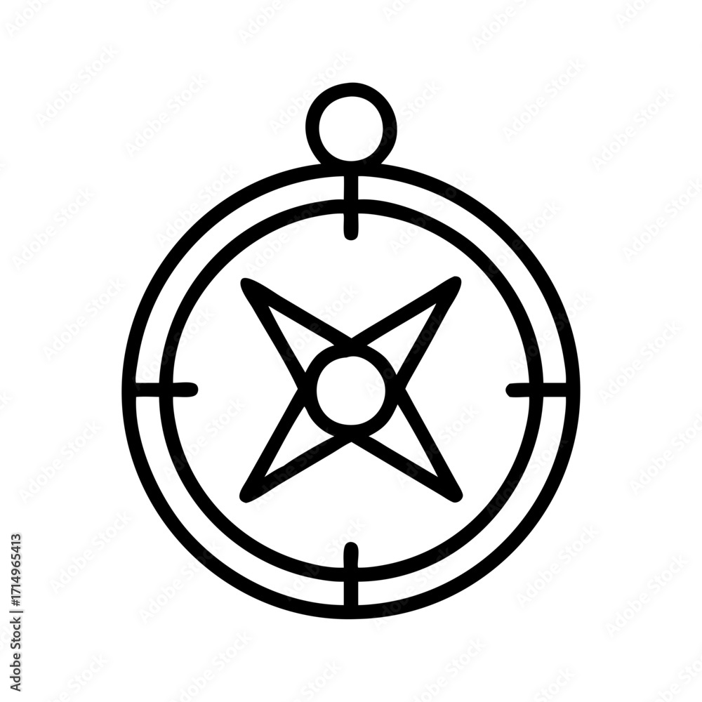 Poster vector compass illustration for navigation and direction finding travel and adventure concept design