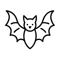 Halloween bat vector illustration spooky flying bat outline icon halloween design element scary bat art