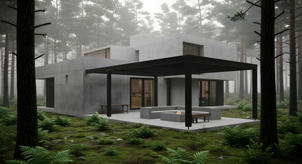 
Brutalist Forest Retreat