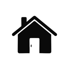 Solid Black Silhouette of a House Icon home building