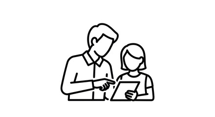 Teacher and Student Discussing Educational Material.