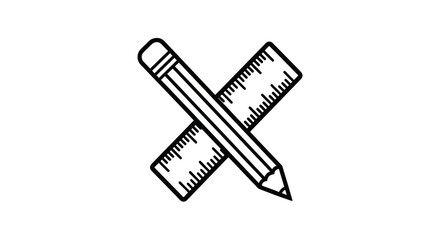 Crossed Pencil and Ruler Icon for Design and Measurement.