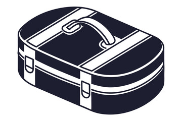 Dark Blue Isometric Vanity Case with White Stripes and Handle makeup bag toiletry bag