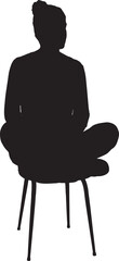 vector silhouette of woman sitting avobe the chair with lotus pose