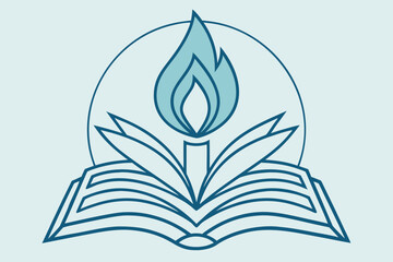 Open Book With Flame Symbolizing Knowledge And Education learning