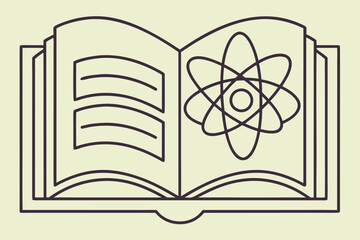 Naklejka premium Open Book with Atom Symbol on Light Yellow Background atomic chemistry