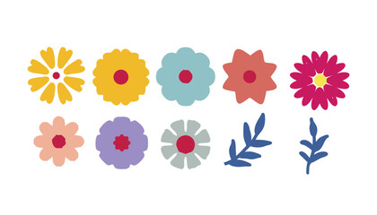 Collection of colorful flower icon, Abstract botanical flower set. Style for banners, wallpaper, posters, websites, online shopping.Vector illustration design and creative idea,eps 10.