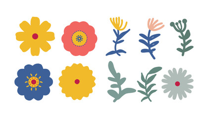 Collection of colorful flower icon, Abstract botanical flower set. Style for banners, wallpaper, posters, websites, online shopping.Vector illustration design and creative idea,eps 10.