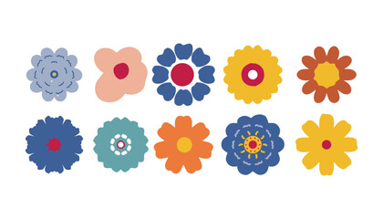 Collection of colorful flower icon, Abstract botanical flower set. Style for banners, wallpaper, posters, websites, online shopping.Vector illustration design and creative idea,eps 10.