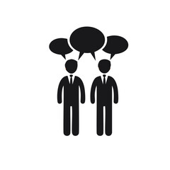 Two Men Talking with Speech Bubbles Icon Keywords: business, men, talking, speech bubbles, icon