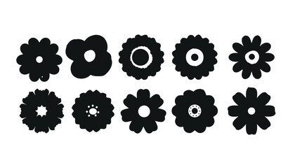Set of silhouettes Flower icon, Abstract botanical flowers set. Vector botany floral design.Eps 10.