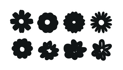 Set of silhouettes Flower icon, Abstract botanical flowers set. Vector botany floral design.Eps 10.