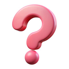 Naklejka premium 3d pink question mark isolated on transparent background