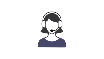 Woman wearing headset and microphone icon communication