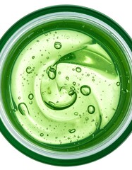 Green gel texture swirls in a jar