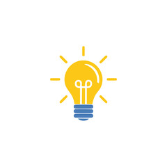 Yellow Light Bulb with Blue Base Icon idea innovation