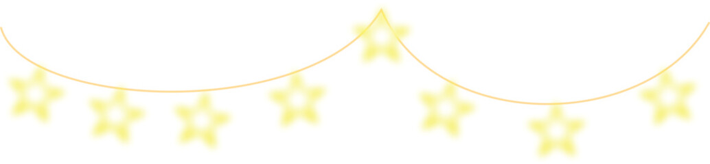 gold ribbon on white background. Festive Star Garland.
