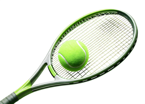 Tennis racket and ball isolated on a transparent background