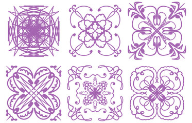 Six Decorative Tile PNG Set