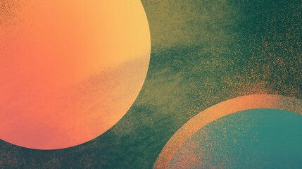 Grainy gradient background with large circles in teal and orange