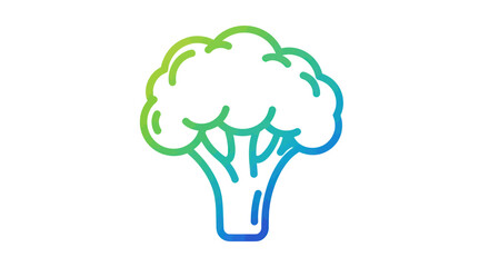Colorful Outline Illustration of a Broccoli Head.