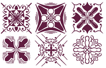 Six Decorative Tile PNG Set

