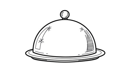 Hand-drawn illustration of a covered serving platter.