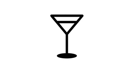 Simple Black Outline Martini Glass Icon.