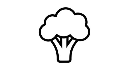 Simple Line Drawing of a Broccoli Head.