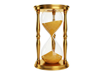 Golden Hourglass Symbolizing Time Passing And The Urgency Of Moments Isolated On Transparent Background
