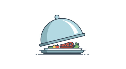 Elegant Silver Cloche Serving Plate with Steak and Vegetables.