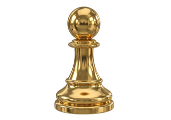 Shiny golden chess pawn representing strategy success and victory isolated on transparent background