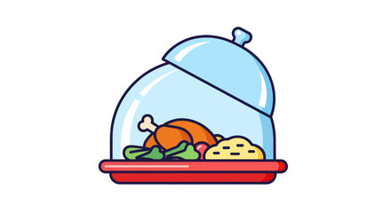 Delicious Roasted Chicken and Sides Under a Glass Dome.
