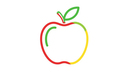 Colorful Apple Outline with Green Leaf and Red Yellow and Green Gradient.