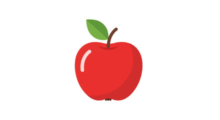 Simple Red Apple Icon with Green Leaf.