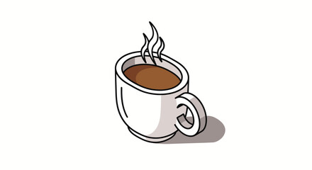 Cartoon Coffee Cup with Steam.