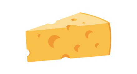 Cartoon Yellow Cheese Wedge with Holes Illustration.