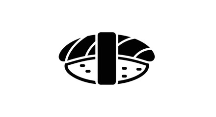 Black and White Minimalist Sushi Nigiri Illustration.
