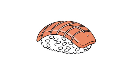 Cartoon Style Salmon Nigiri Sushi Piece Illustration.