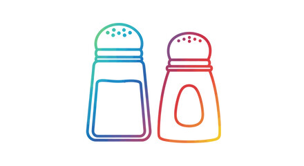 Salt and Pepper Shakers Outline Icon with Rainbow Gradient.