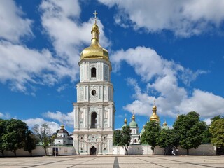 St Sophia Cathedral and Bell Tower in Kyiv on a Sunny Summer Day