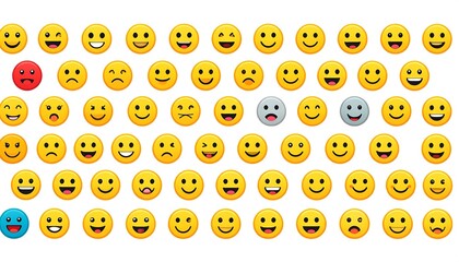 Diverse Emoji Faces Collection Displaying Various Emotions