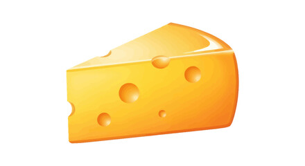 A delicious wedge of Swiss cheese with visible holes a dairy product.