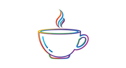Colorful Outline of a Steaming Cup of Coffee or Tea.