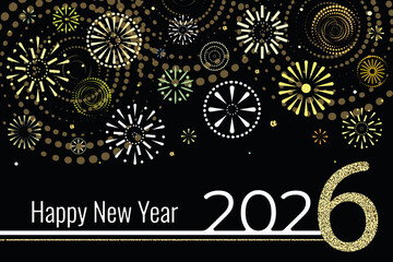 happy new year 2026 card with congratulations and firework
