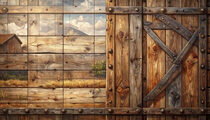 Wooden gate with a scenic view