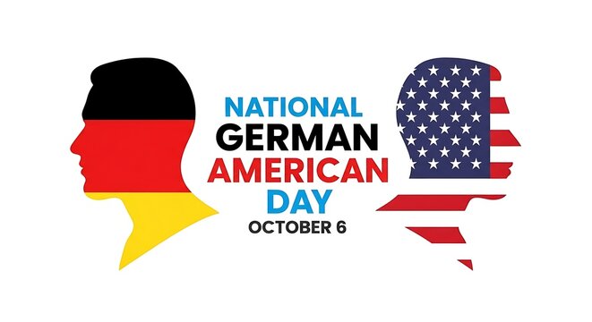 National german american day with german and us flags in silhouette heads