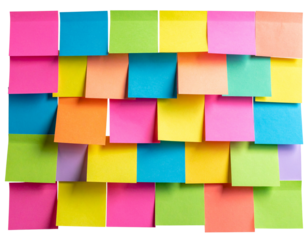 Floating Rainbow Sticky Notes with Dynamic Shadows PNG